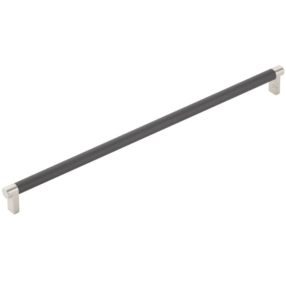 18" Centers Appliance Pull Rectangular Stem in Satin Nickel And Knurled Bar in Flat Black