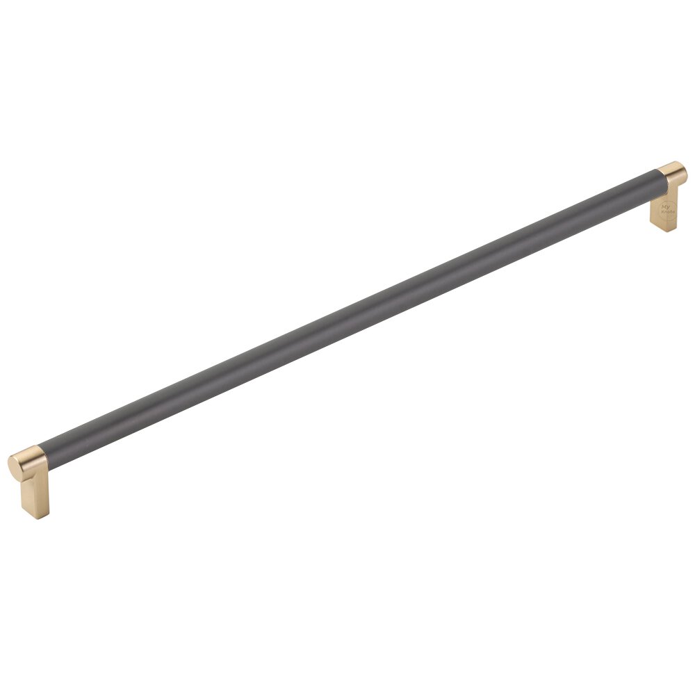 18" Centers Appliance Pull Rectangular Stem in Satin Brass And Smooth Bar in Flat Black