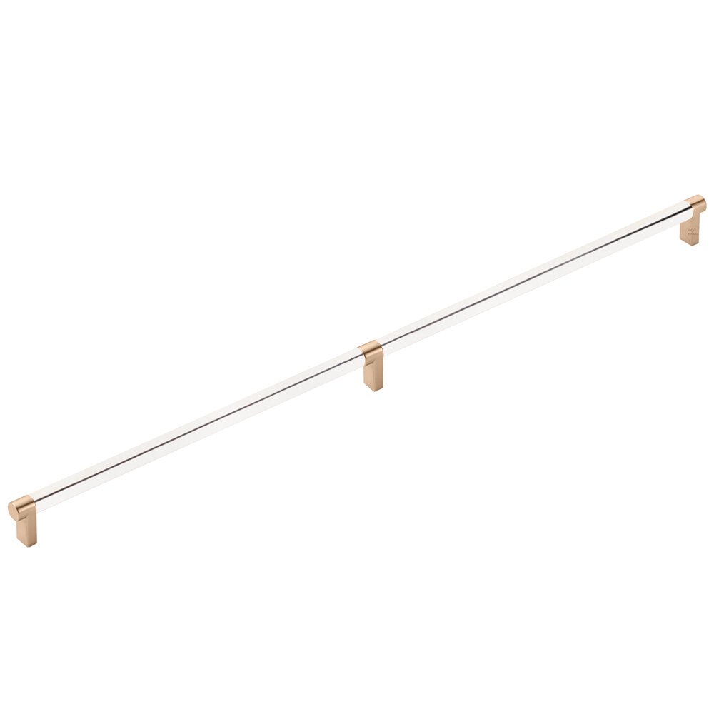 24" Centers Appliance Pull Rectangular Stem in Satin Copper And Smooth Bar in Polished Nickel