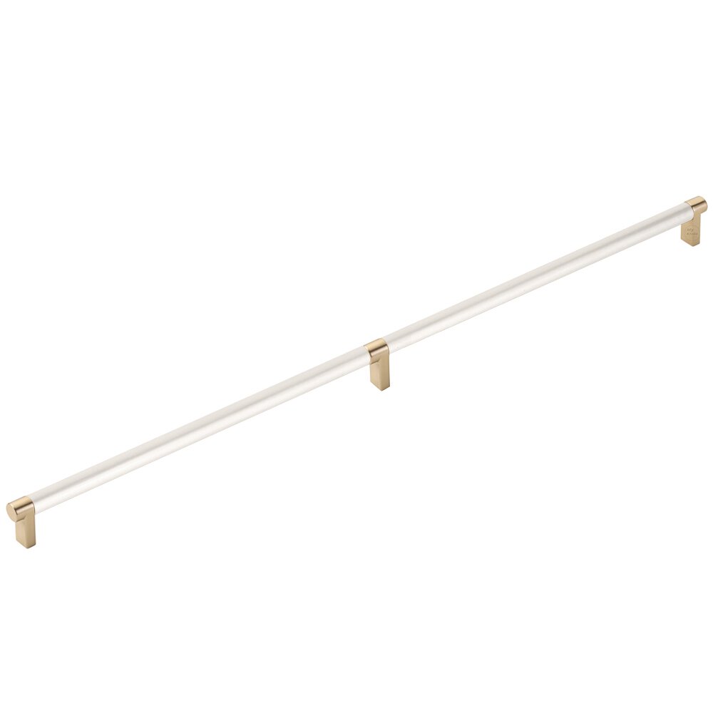 24" Centers Appliance Pull Rectangular Stem in Satin Brass And Smooth Bar in Satin Nickel