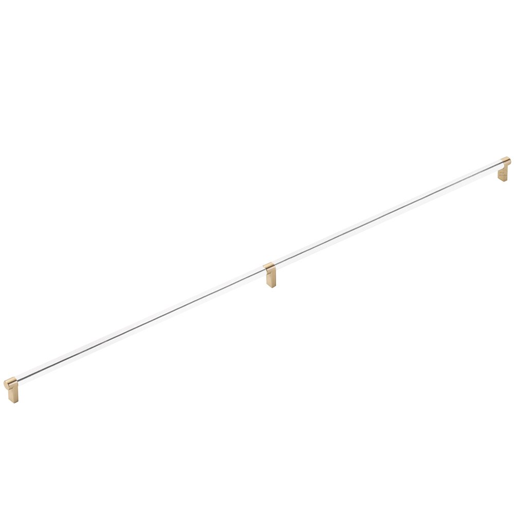 36" Centers Appliance Pull Rectangular Stem in Satin Brass And Smooth Bar in Polished Chrome