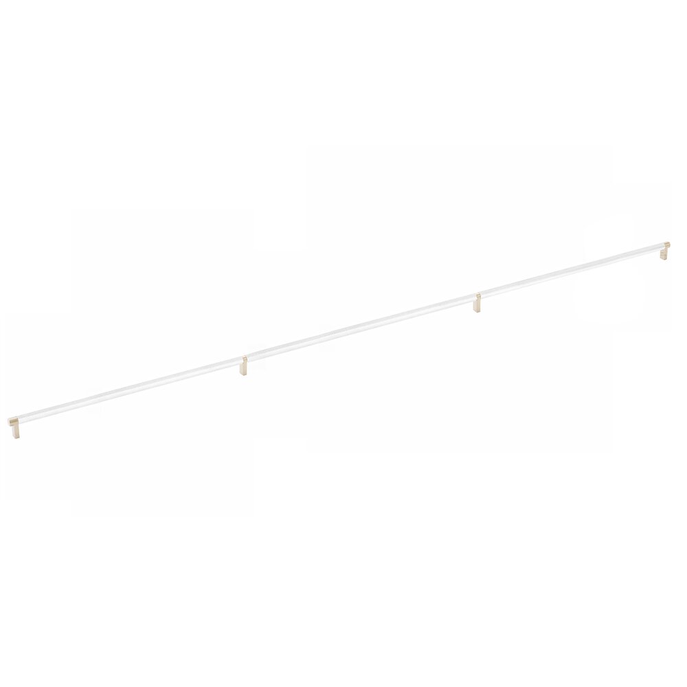 54" Centers Appliance Pull Rectangular Stem in Satin Brass And Knurled Bar in Polished Chrome