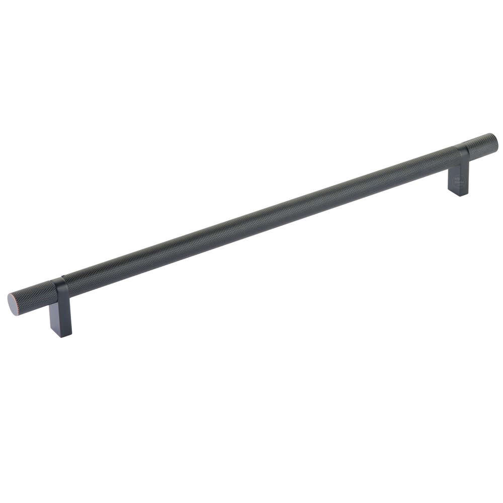 12" Centers Rectangular Bar Stem In Flat Black And Knurled Bar In Oil Rubbed Bronze