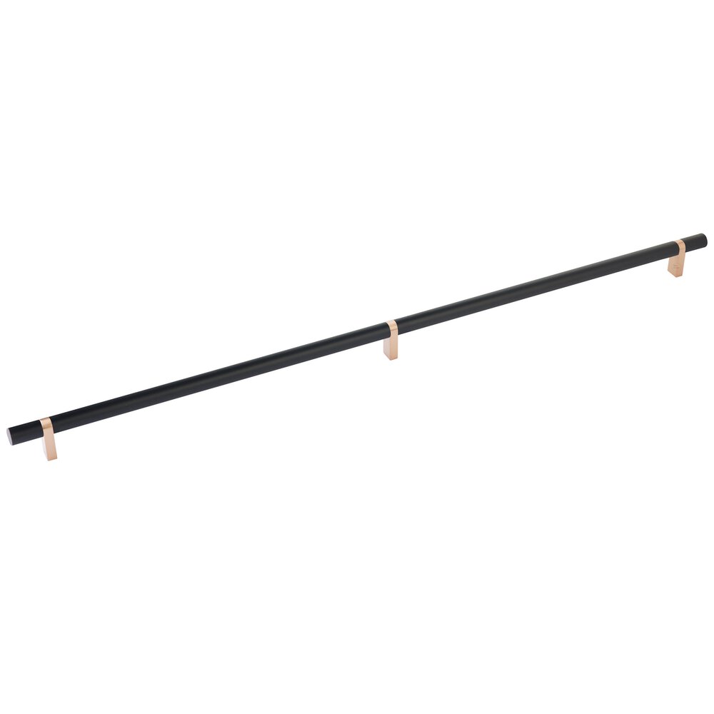 24" Centers Rectangular Bar Stem In Satin Copper And Smooth Bar In Flat Black
