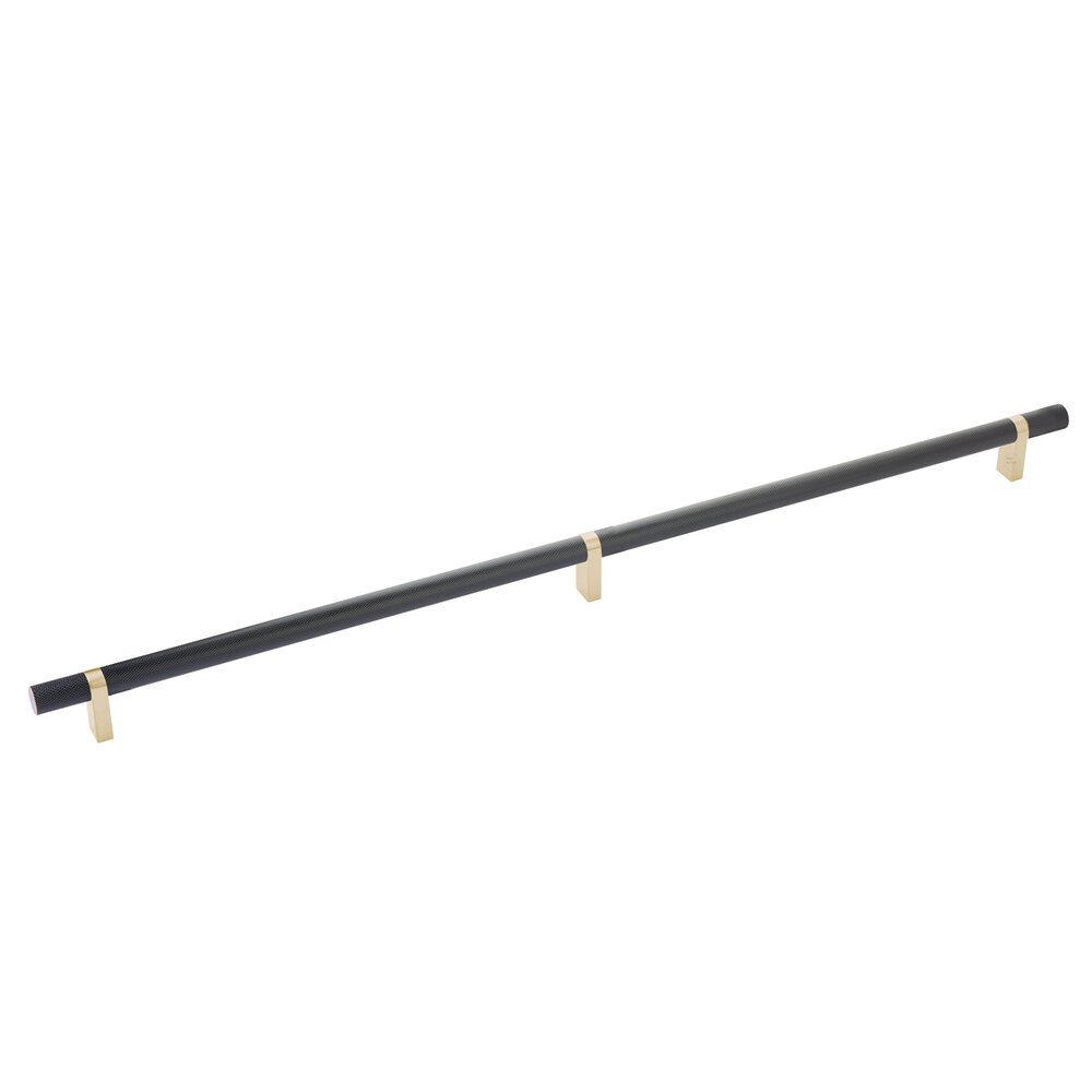 18" Centers Rectangular Bar Stem In Satin Brass And Knurled Bar In Oil Rubbed Bronze