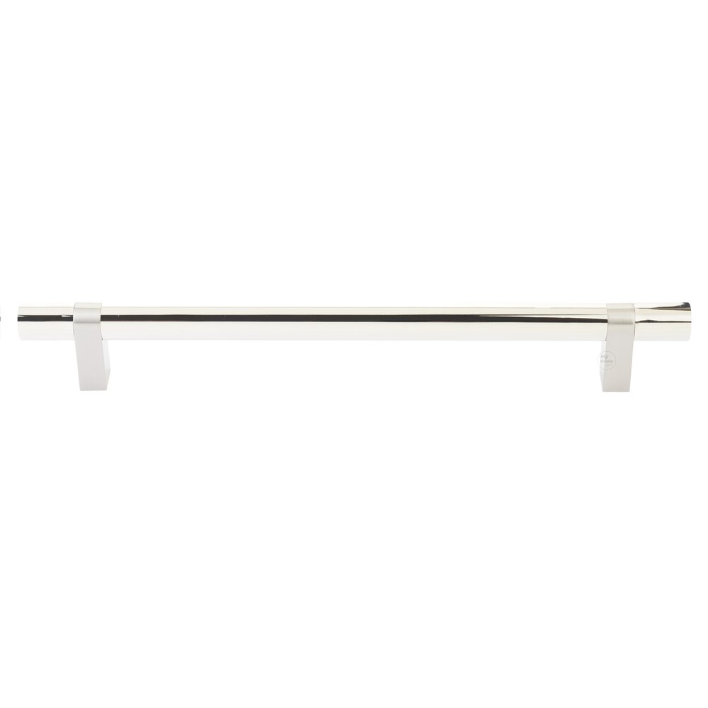 12" Centers Appliance Pull Rectangular Bar Stem In Satin Nickel And Smooth Bar In Polished Nickel