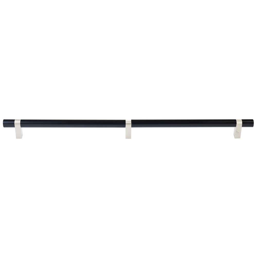 24" Centers Appliance Pull Rectangular Bar Stem In Satin Nickel And Smooth Bar In Oil Rubbed Bronze