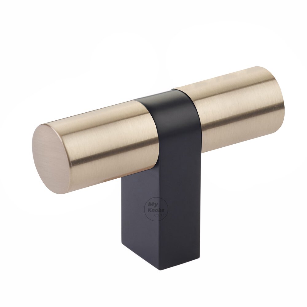 T-Knob 3-1/8" Overall Rectangular Bar Stem In Flat Black And Smooth Bar In Satin Copper