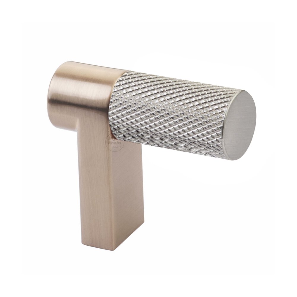 Cabinet Finger Pull 1-1/2" Overall In Satin Copper And Knurled Bar In Satin Nickel