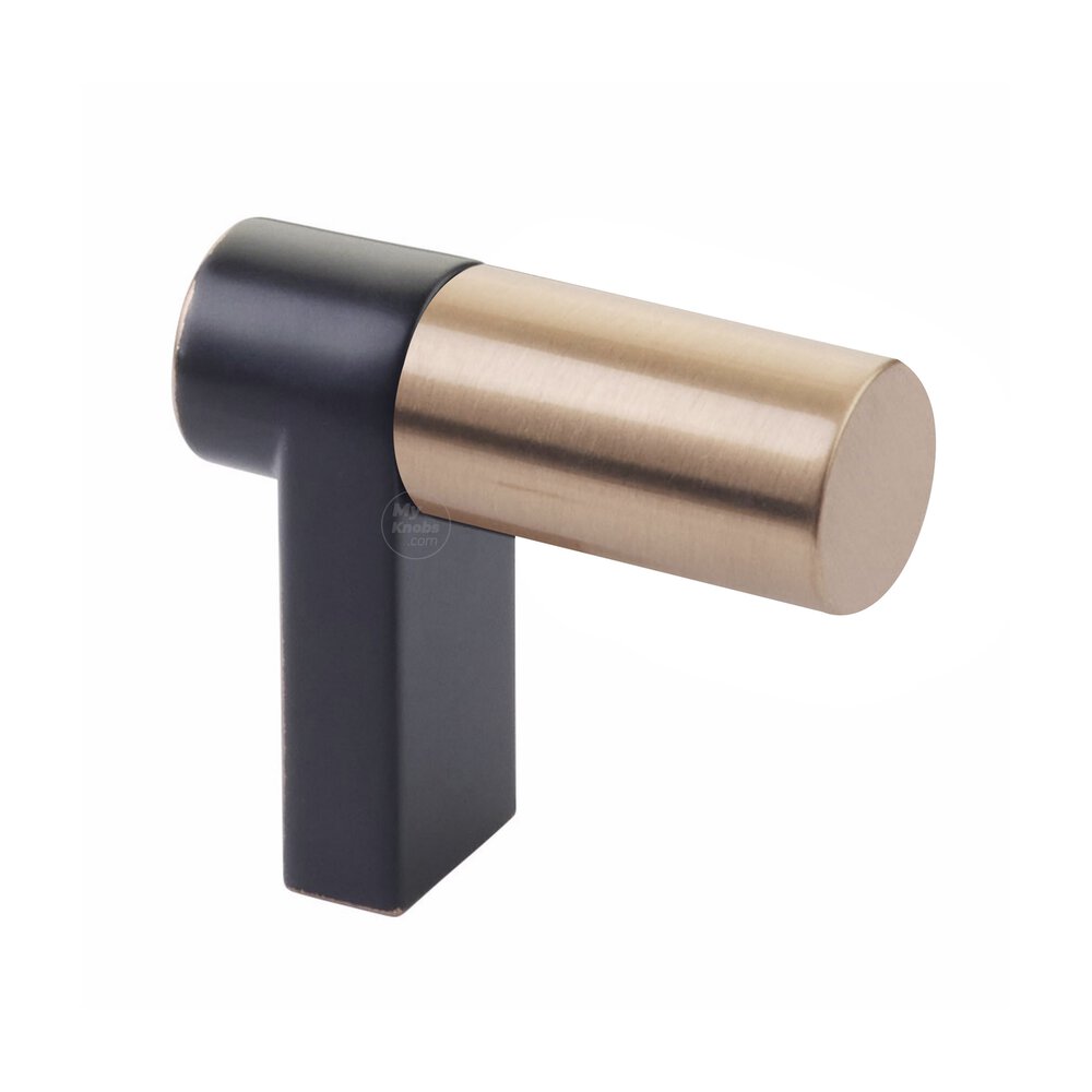 Cabinet Finger Pull 1-1/2" Overall In Oil Rubbed Bronze And Smooth Bar In Satin Copper