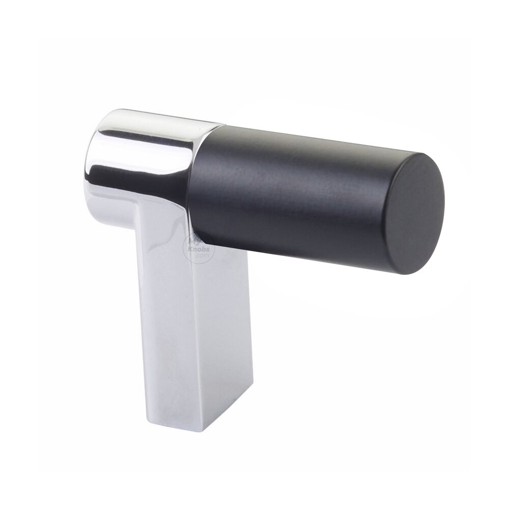 Cabinet Finger Pull 1-1/2" Overall In Polished Chrome And Smooth Bar In Flat Black
