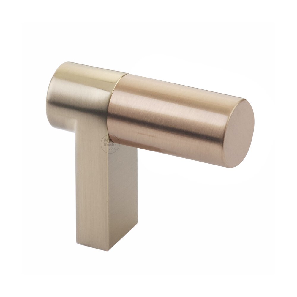 Cabinet Finger Pull 1-1/2" Overall In Satin Brass And Smooth Bar In Satin Copper