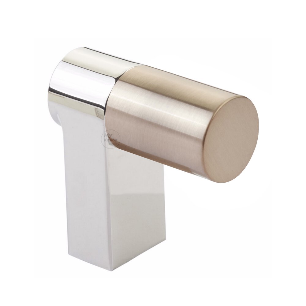 Cabinet Finger Pull 2" Overall In Polished Nickel And Smooth Bar In Satin Copper