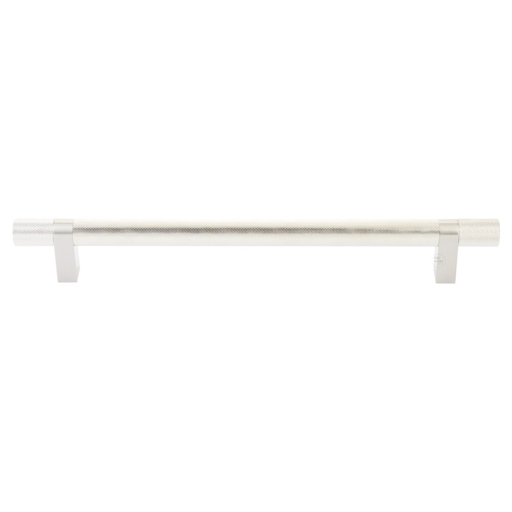 12" Centers Concealed Surface Mount Door Pull Rectangular Bar Stem In Satin Nickel And Knurled Bar In Polished Nickel