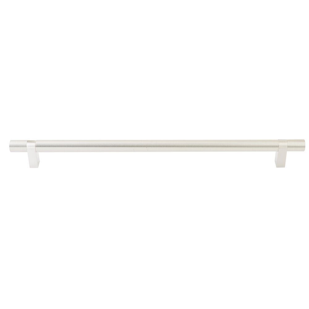 18" Centers Concealed Surface Mount Door Pull Rectangular Bar Stem In Satin Nickel And Smooth Bar In Satin Nickel