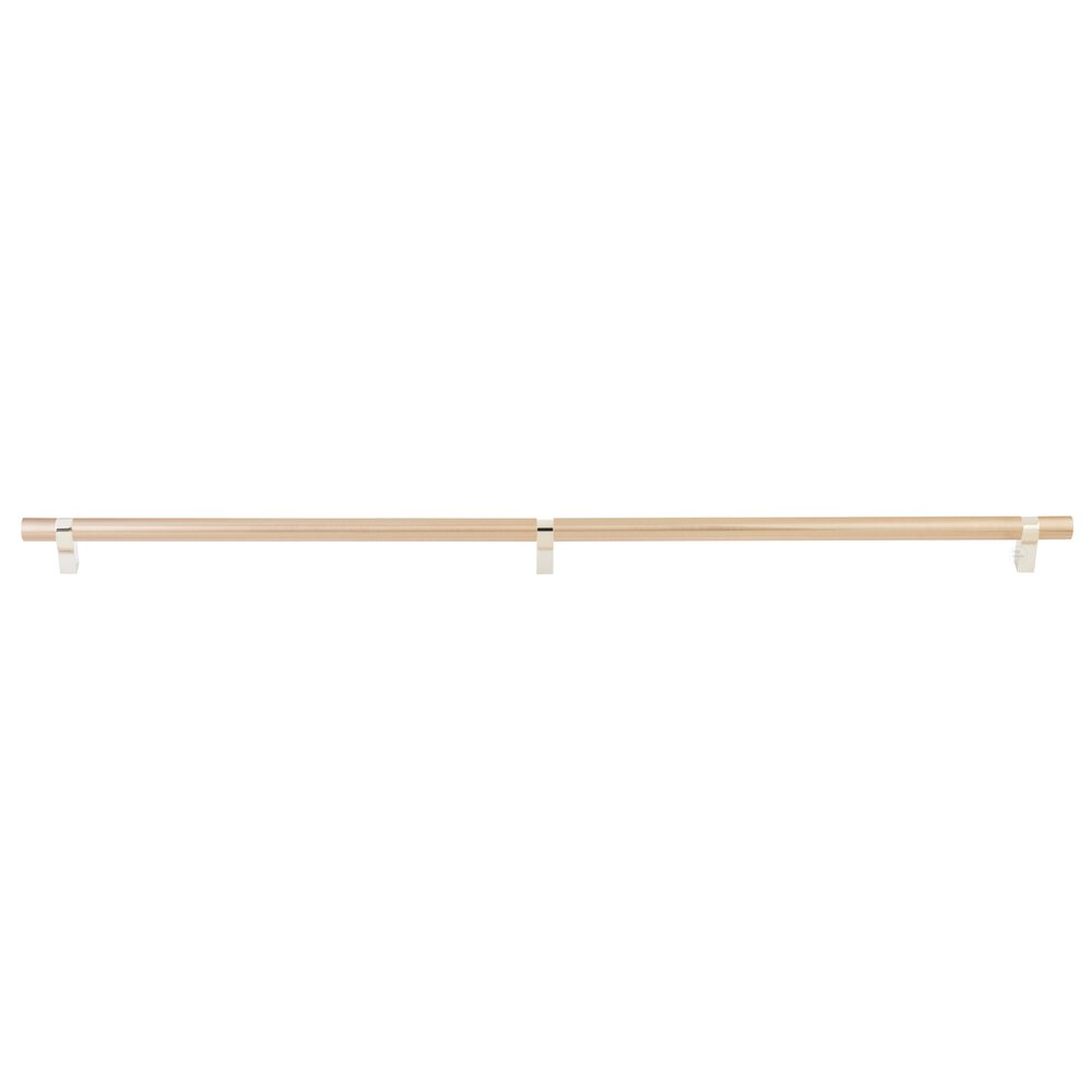 36" Centers Concealed Surface Mount Door Pull Rectangular Bar Stem In Polished Nickel And Smooth Bar In Satin Copper