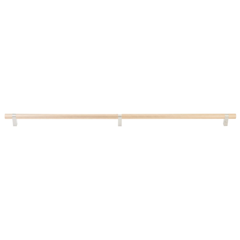 36" Centers Concealed Surface Mount Door Pull Rectangular Bar Stem In Satin Nickel And Knurled Bar In Satin Copper