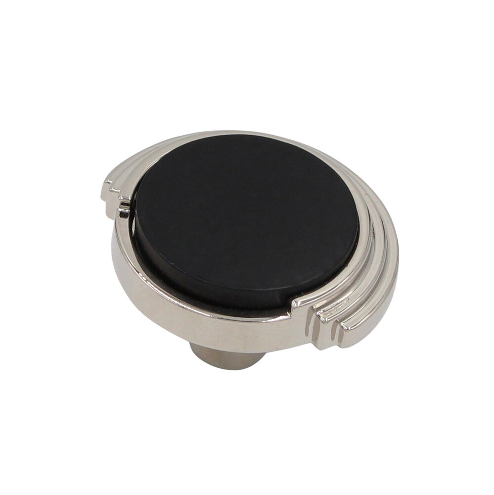 1-3/4" Round Knob in Polished Nickel with Matte Black inlay