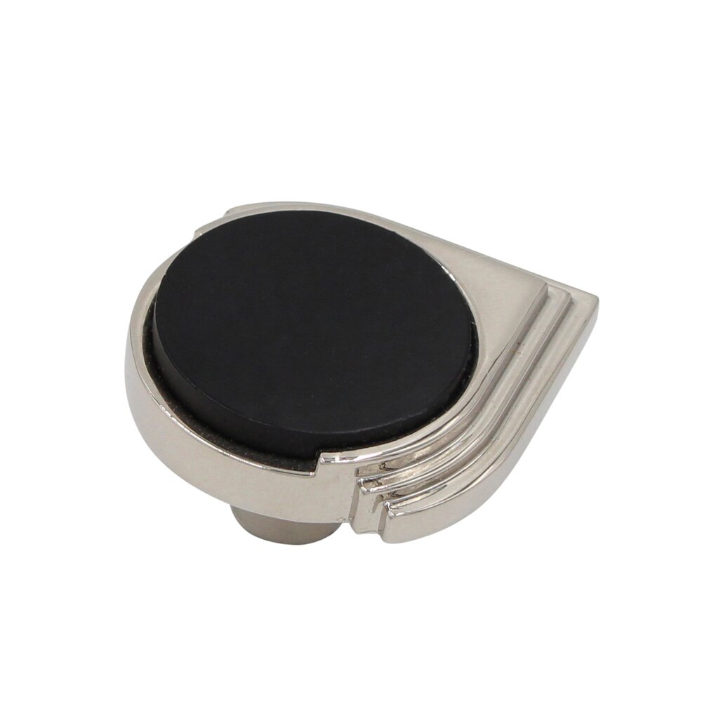 2" Pointed Knob in Polished Nickel with Matte Black inlay