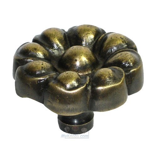 2" Round Brass Floral Knob