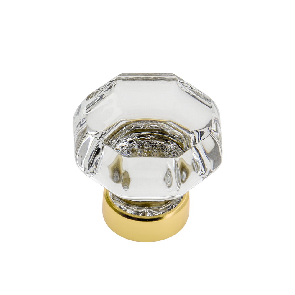 Chambord Crystal 1-3/8" Knob in Polished Brass