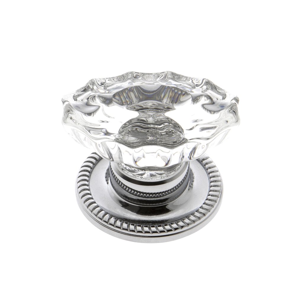 Biarritz Crystal 1-3/4" Knob with Newport Rosette in Bright Chrome