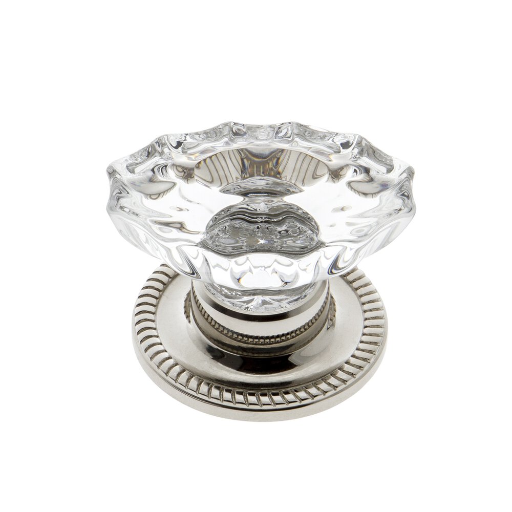 Biarritz Crystal 1-3/4" Knob with Newport Rosette in Polished Nickel