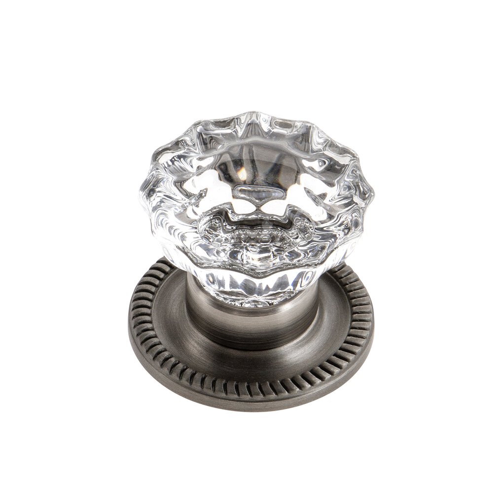 Versailles Crystal 1-3/8" Knob with Newport Rosette in Antique Pewter