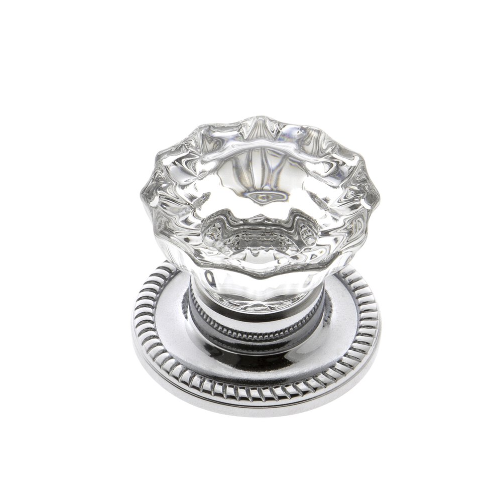 Versailles Crystal 1-3/8" Knob with Newport Rosette in Bright Chrome
