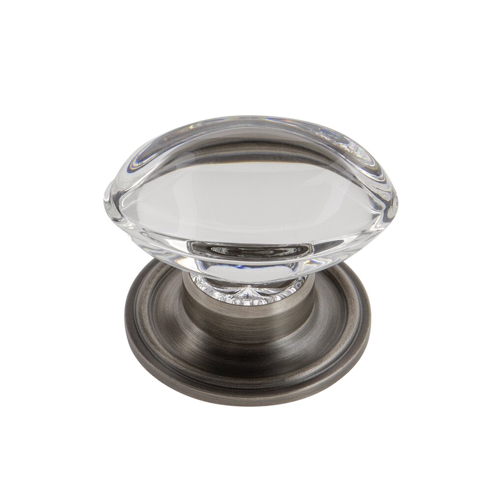 Provence Crystal 1-3/4" Knob with Georgetown Rosette in Antique Pewter