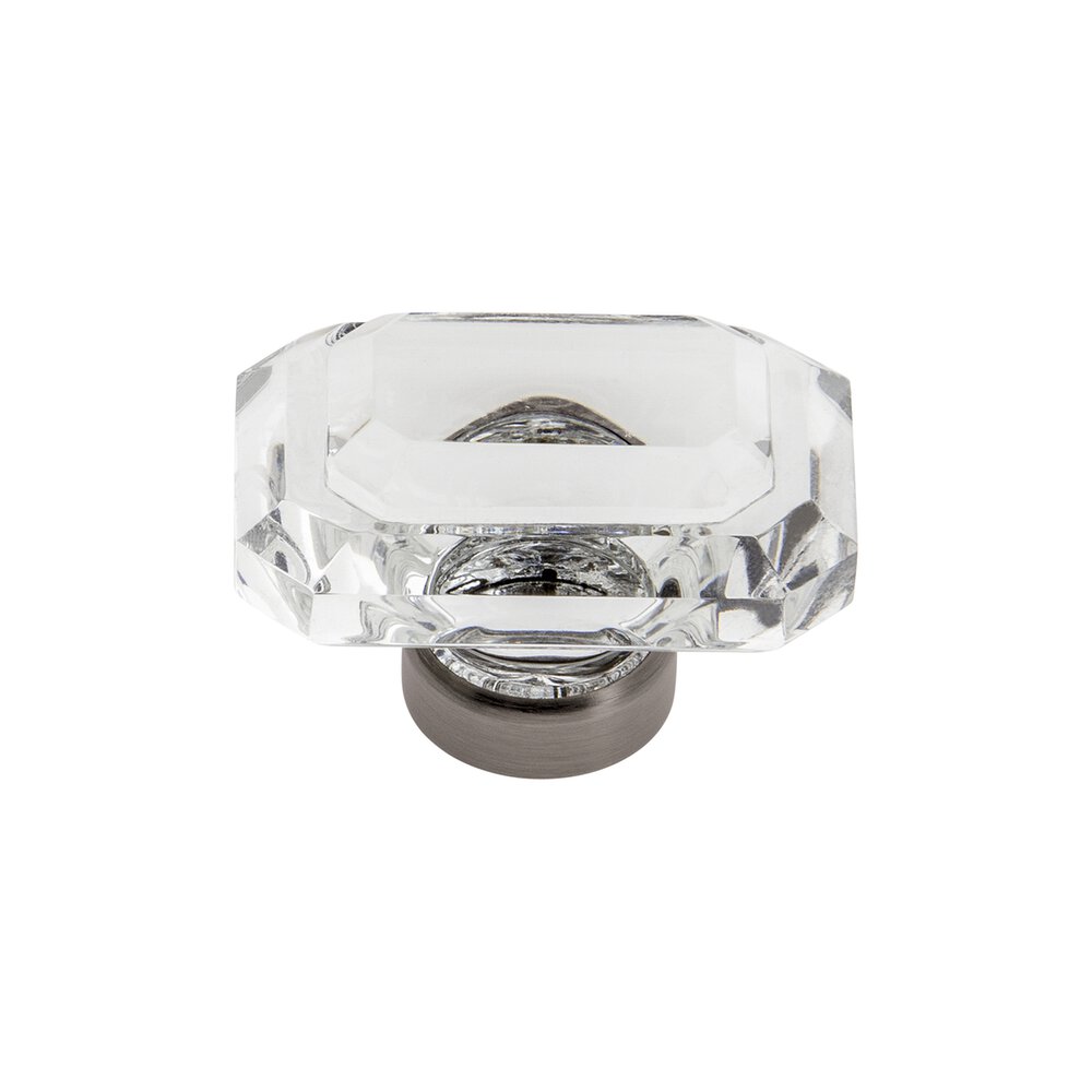 Baguette Clear Crystal 1-3/4" Knob in Antique Pewter