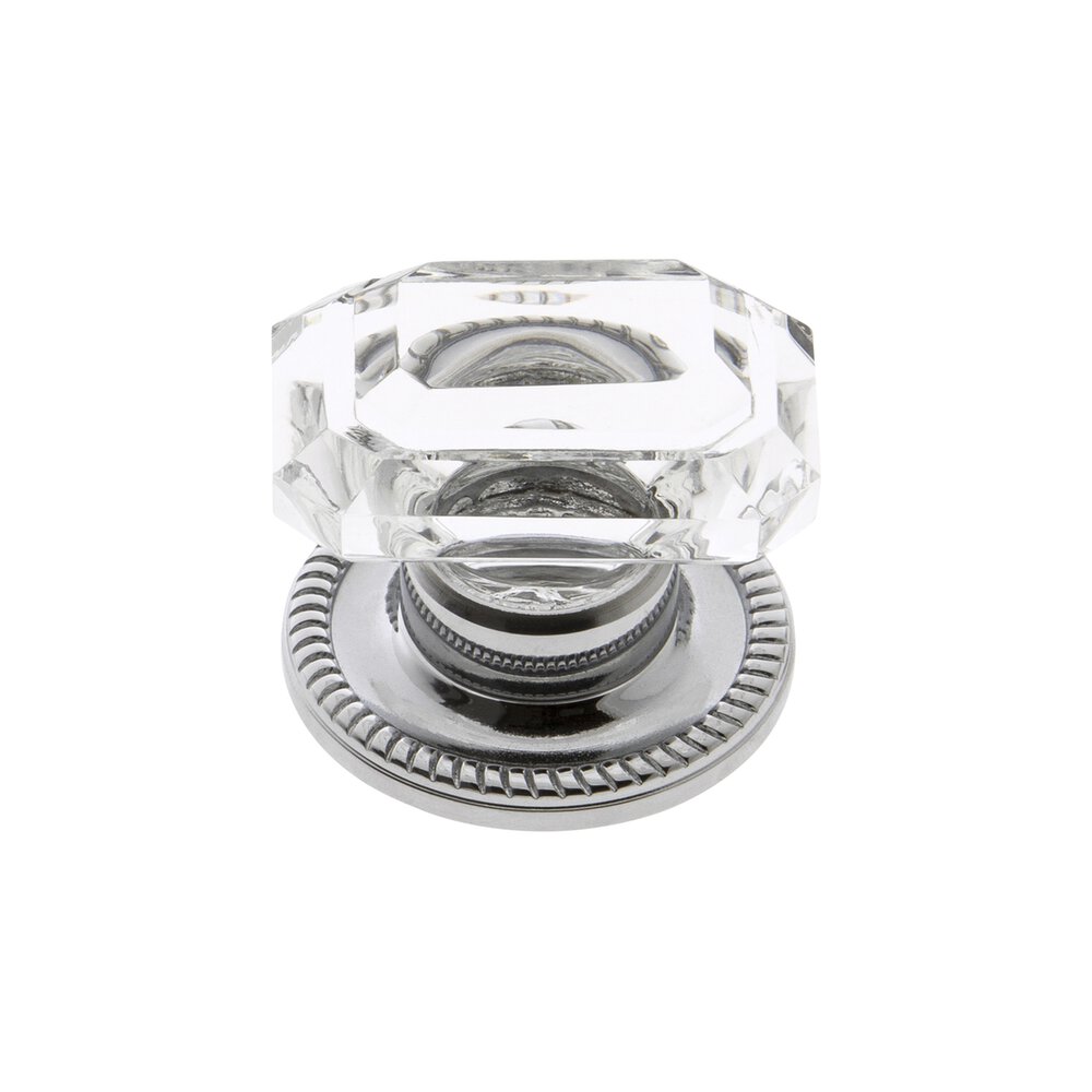 Baguette Clear Crystal 1-9/16" Knob with Newport Rosette in Bright Chrome