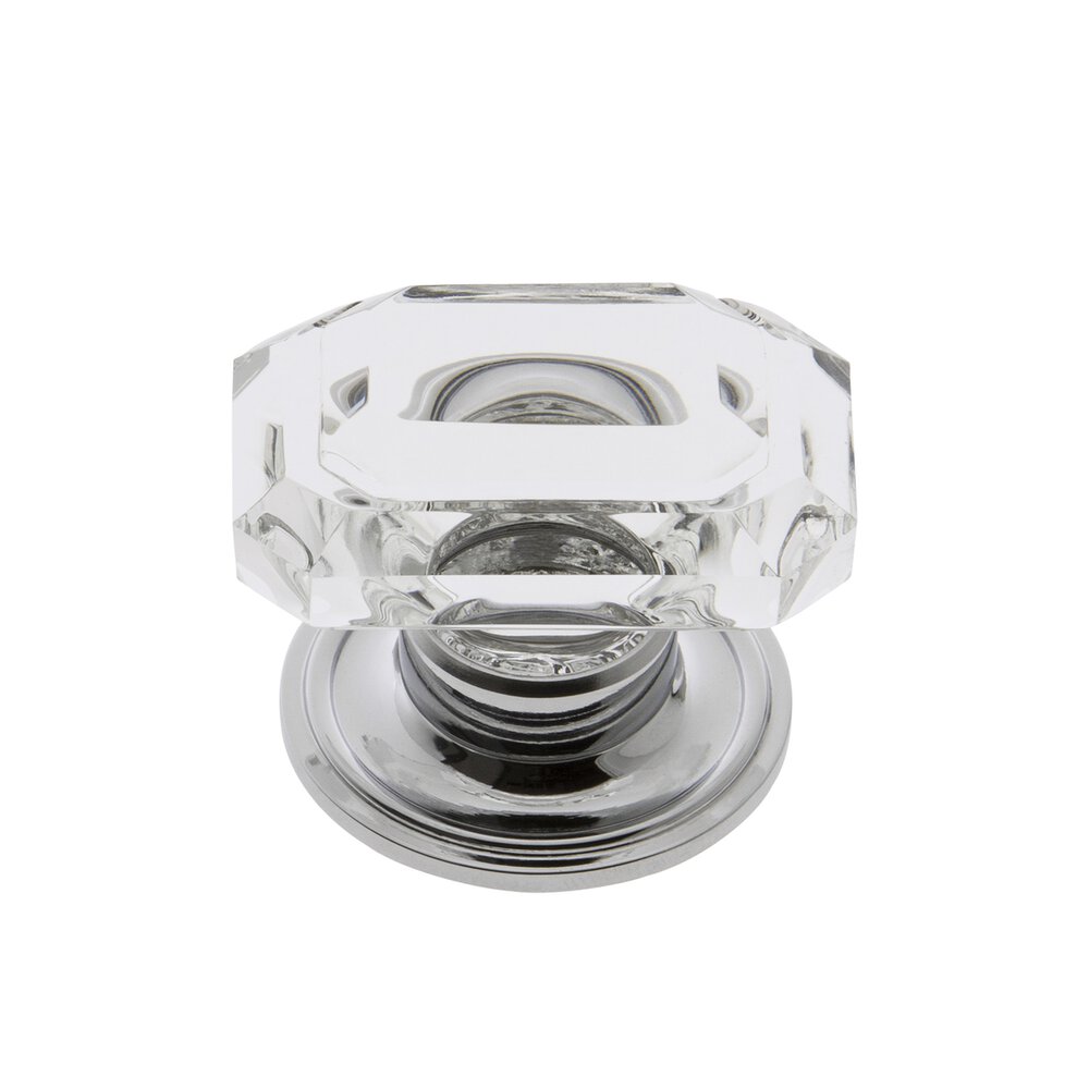 Baguette Clear Crystal 1-3/4" Knob with Georgetown Rosette in Bright Chrome
