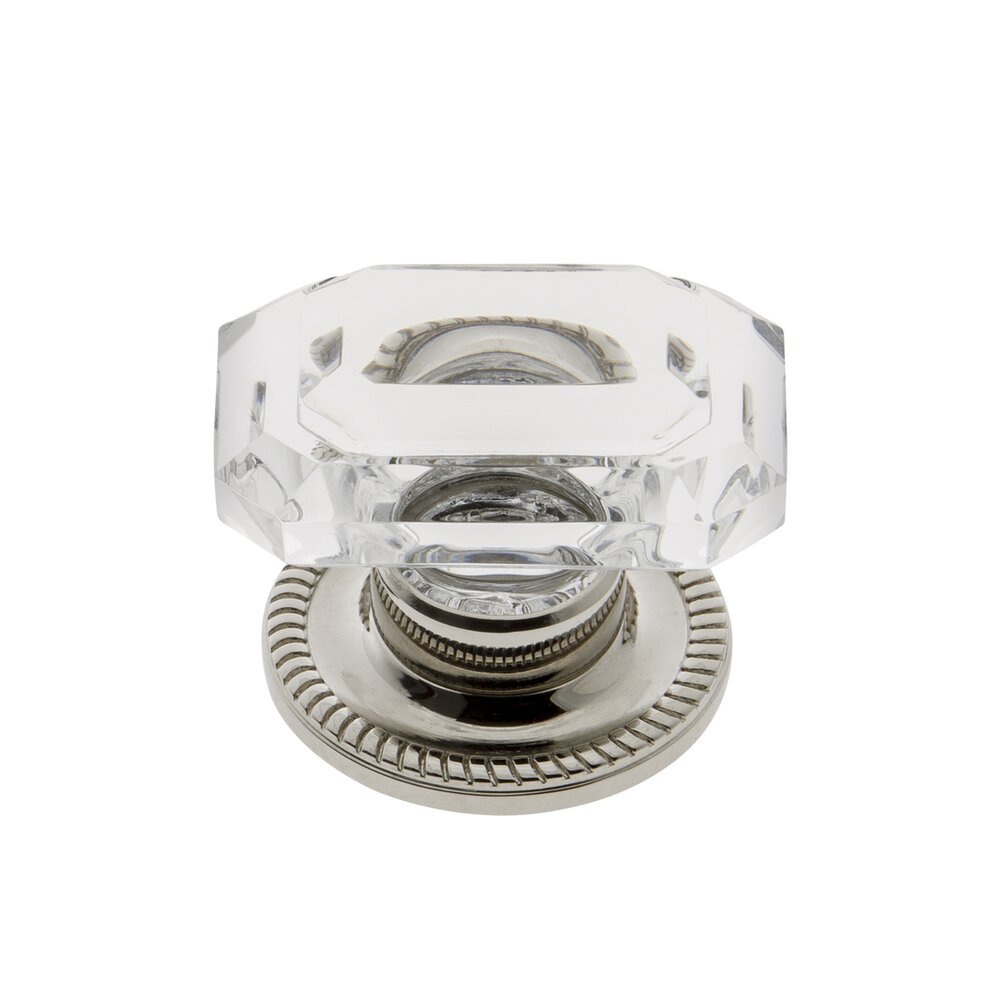 Baguette Clear Crystal 1-3/4" Knob with Newport Rosette in Polished Nickel
