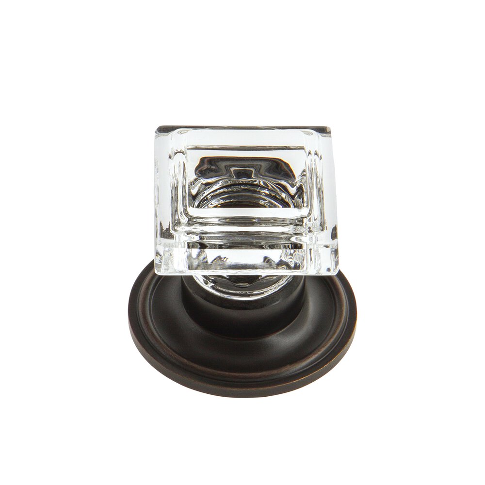 Carre Crystal 1-1/4" Square Knob with Georgetown Rosette in Timeless Bronze