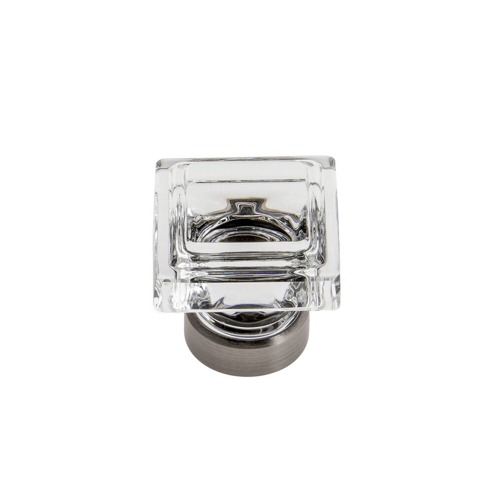 Carre Crystal 1-1/4" Square Knob in Antique Pewter