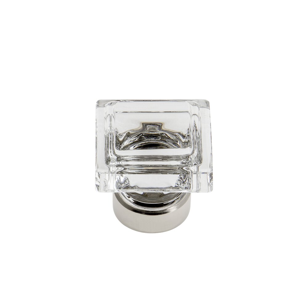Carre Crystal 1-1/4" Square Knob in Polished Nickel
