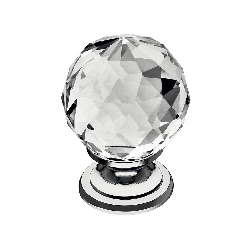 1 3/16" Round Crystal Knob in Polished Chrome/Clear
