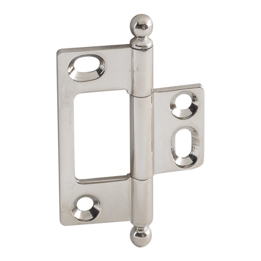 Non-Mortised Decorative Butt Hinge with Ball Finial in Polished Nickel