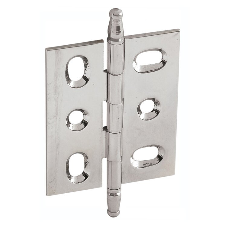 Mortised Decorative Butt Hinge with Minaret Finial in Polished Nickel