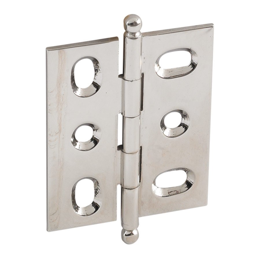 Mortised Decorative Butt Hinge with Ball Finial in Polished Nickel