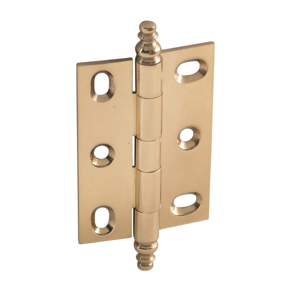Mortised Decorative Butt Hinge with Minaret Finial in Polished Brass