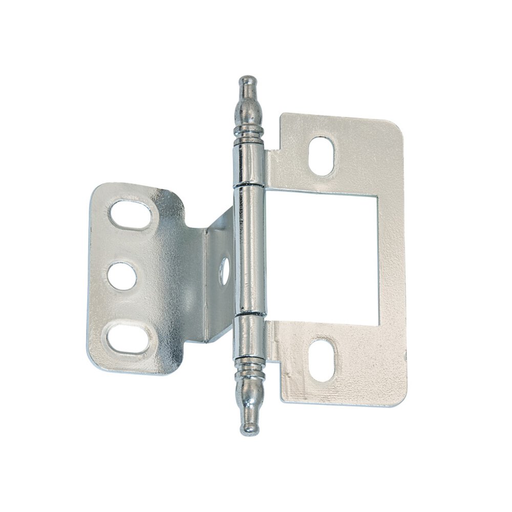 Partial Wrap Non-Mortise Decorative Butt Hinge with Minaret Finial in Polished Chrome