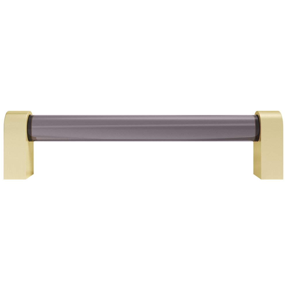 5" (128mm) Centers Cabinet Pull in in Satin Brass and Smoke Acrylic