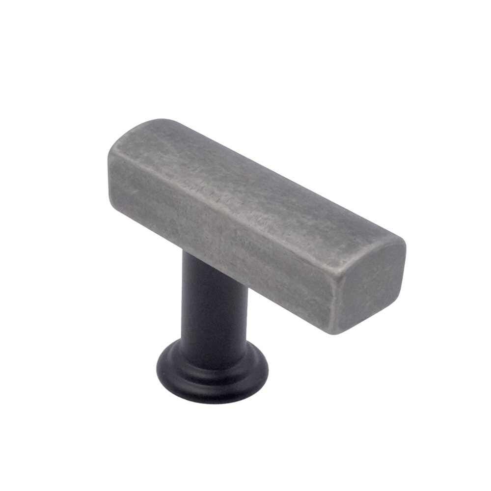 1-3/4" (44mm) Long T-Knob in Weathered Nickel and Matte Black