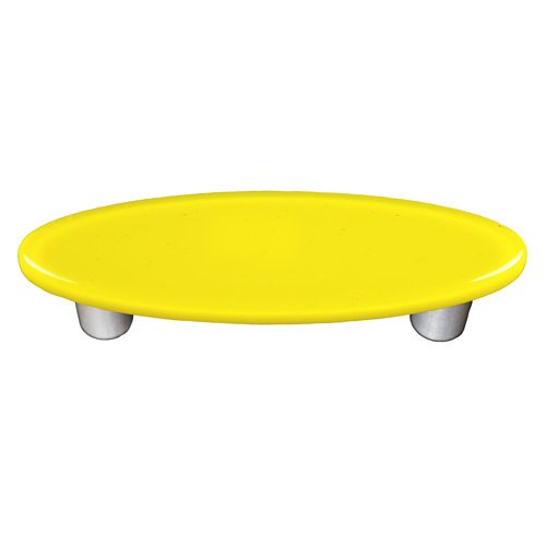3" Centers Oval Handle in Canary Yellow with Aluminum base