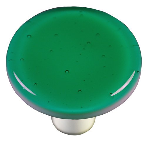 1 1/2" Diameter Knob in Emerald Green with Aluminum base