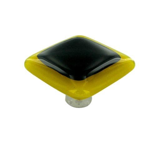 1 1/2" Knob in Sunflower Yellow Border & Black with Black base