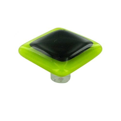 1 1/2" Knob in Spring Green Border & Black with Aluminum base
