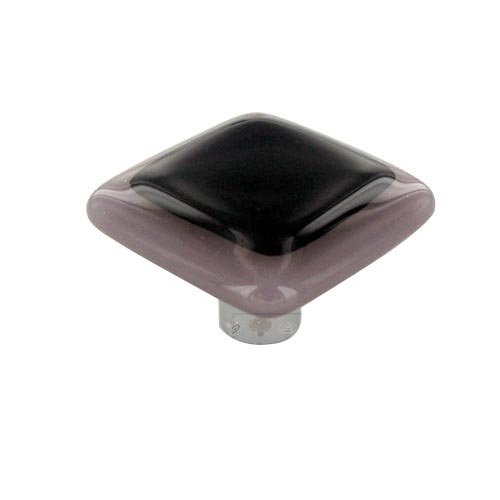 1 1/2" Knob in Dusty Lilac Border & Black with Aluminum base
